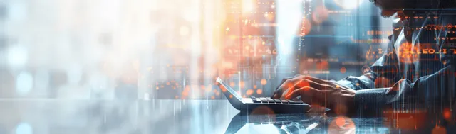 Businessman calculating budget figures with digital charts on a virtual screen