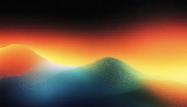 Glowing abstract gradient landscape with blurred orange, blue, and green lights