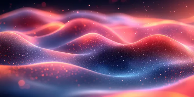 Abstract glowing hexagonal healthcare network overlays flowing blue and red nebula waves.