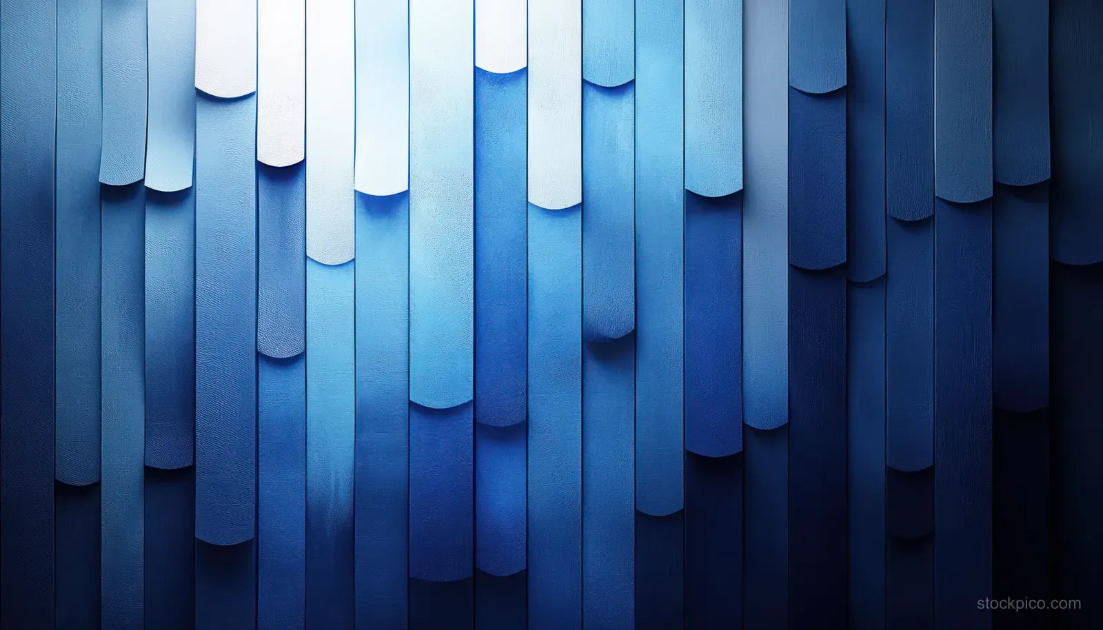 Vertical blue abstract stripes with a reeded glass effect and smooth gradient texture across the background.