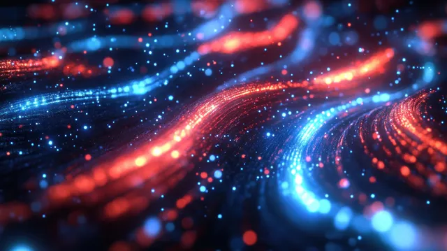 Futuristic cybernetic data network with glowing fiber lines and flowing light signals