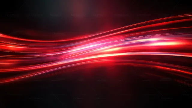 Red light streaks and lens flare arcs streak across a dark abstract digital background