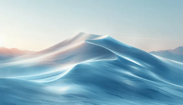 Frosty blue sand dunes with glowing light trails and speed blur horizon