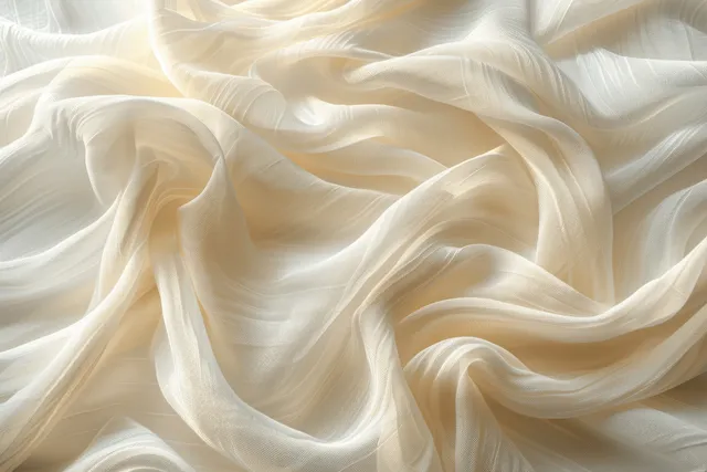 Beige linen fabric folds with sunlit highlights and soft shadow texture