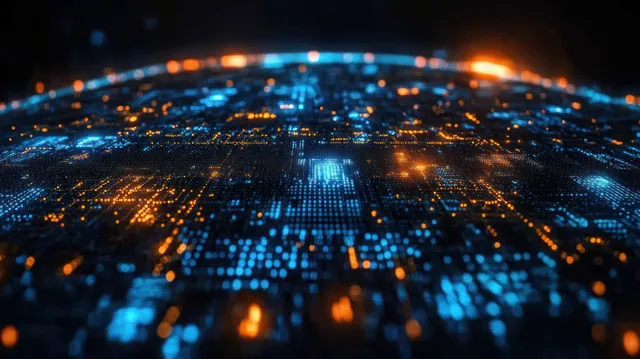 Futuristic digital globe glowing with interconnected data streams and radar-like network lights