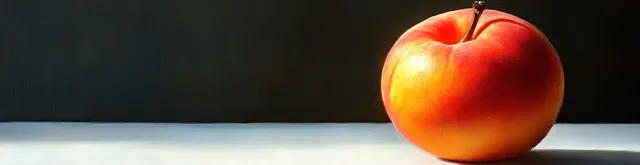 Whole Ripe Peach on Dark Background with Soft Shadow