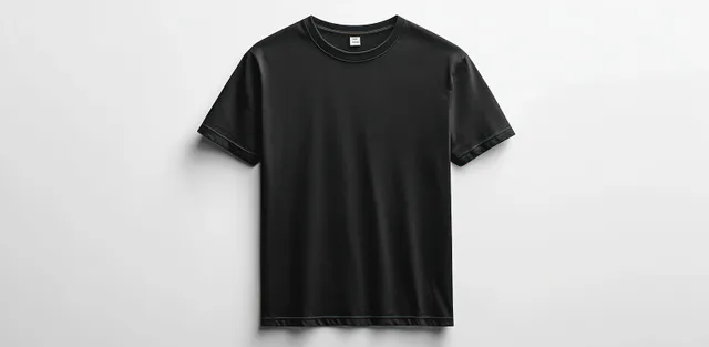 Black raglan short-sleeve T-shirt isolated on a clean white studio background showing fabric texture and seams.