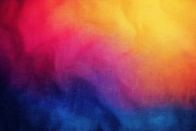 Gold red coral to magenta blue gradient abstract background with grainy foil texture
