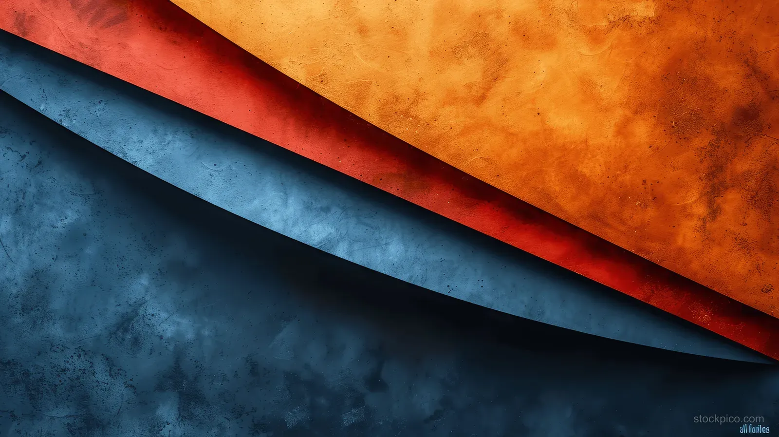 Orange and navy blue diagonal geometric stripes over a textured, grunge-like background with visible depth.