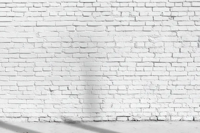 Person’s shadow stretching across a white brick wall in bright midday sunlight