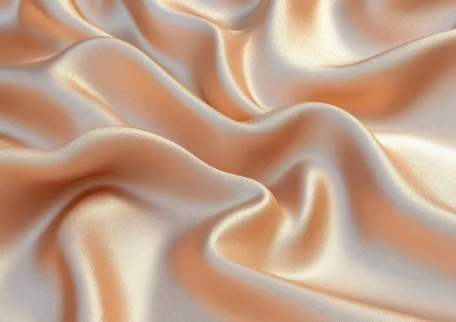 Golden satin fabric with flowing folds, illuminated soft highlights in a minimal studio background