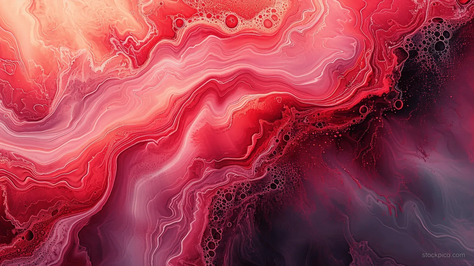 Abstract pink and purple fluid waves with cellular patterns evoking female reproductive health and endometriosis.