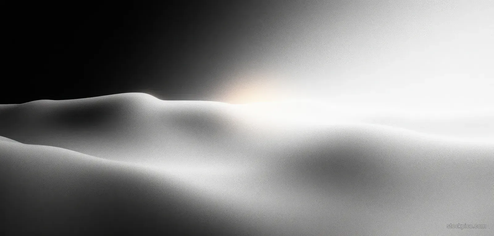 Minimal black and white gradient background with soft wave-like light glow and subtle grain texture.