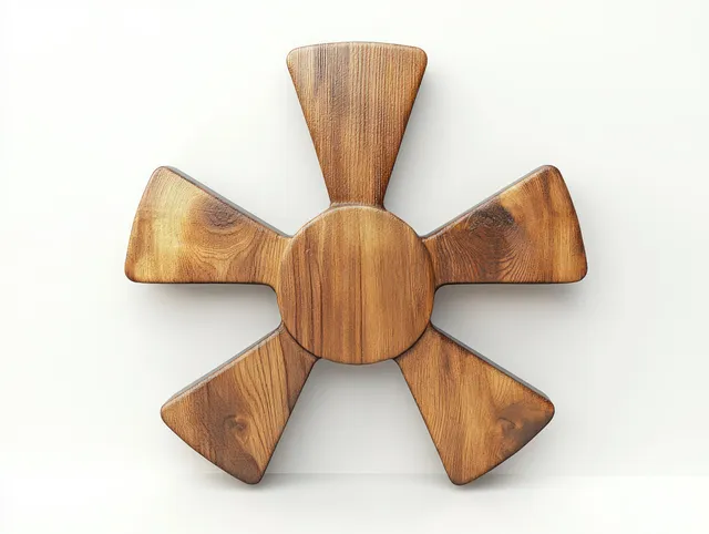 Wooden radioactive trefoil symbol 3D icon with visible grain on clean white background