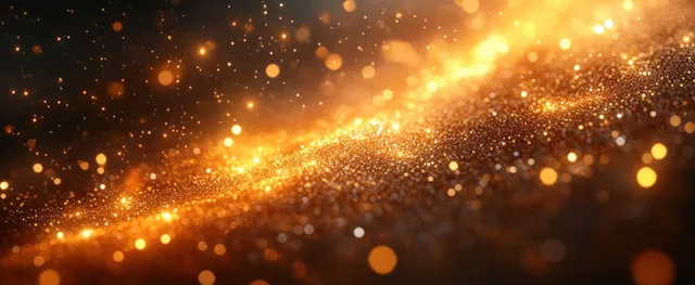 Golden spark stream lighting up a dark bokeh background with festive New Year glow