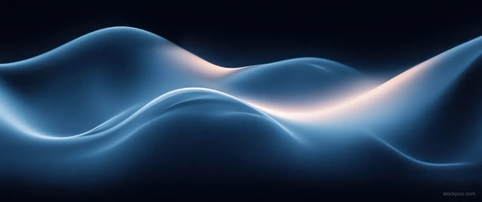 Dark blue abstract waves ripple across a grainy textured background with soft glowing highlights.