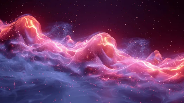 Purple plasma waves with glowing highlights curl through a starry space background with smoky energy trails.