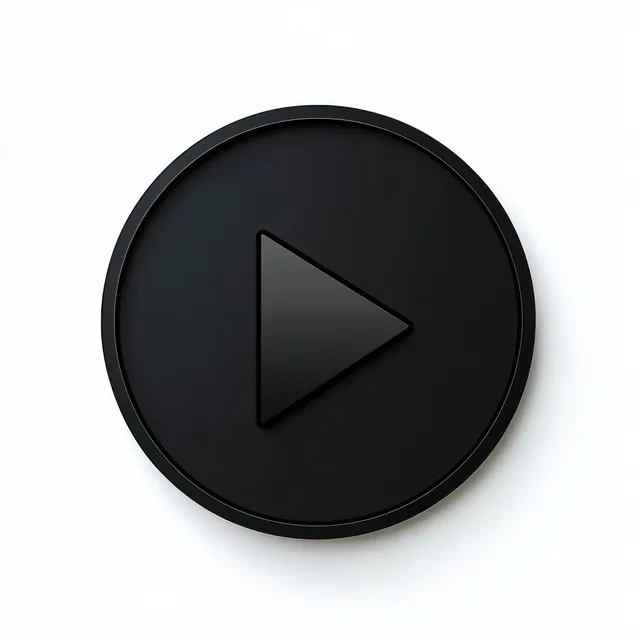 Round black play button icon with a centered triangle symbol on a white background.