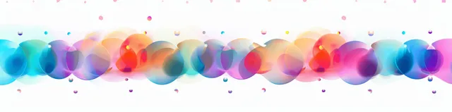 Multicolored Iridescent Gradient Circles Floating on Transparent Background with Abstract Design