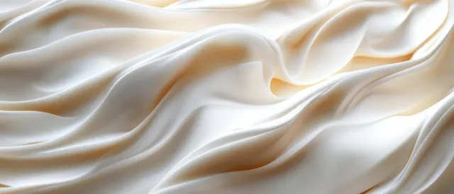 Beige satin fabric folds into soft flowing waves with gentle highlights.