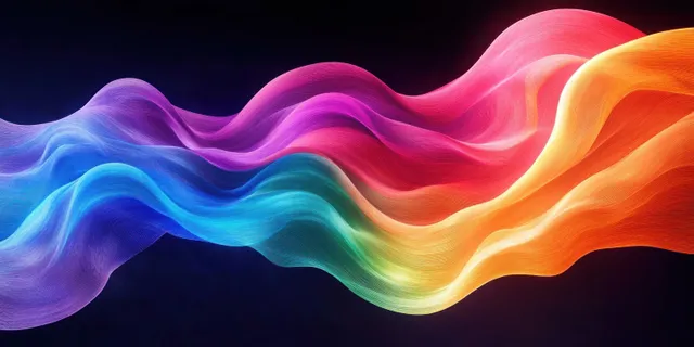 Rainbow pride flag waves flowing over dark background for LGBT celebration poster
