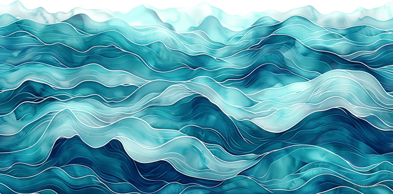 Abstract teal ocean waves with layered ripples and flowing texture.