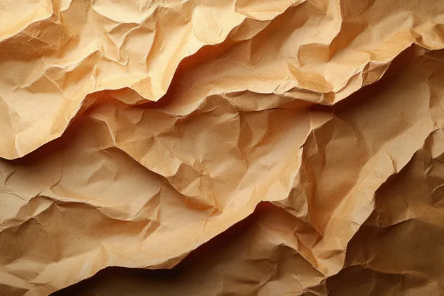 Crumpled brown paper texture filling the frame with deep shadows and folded wrinkles with Earthy Background