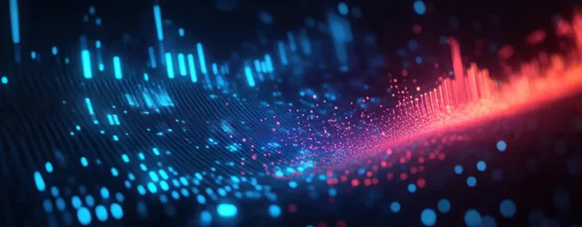 Neon cyberspace data visualization chart with AI growth lines and glowing grid
