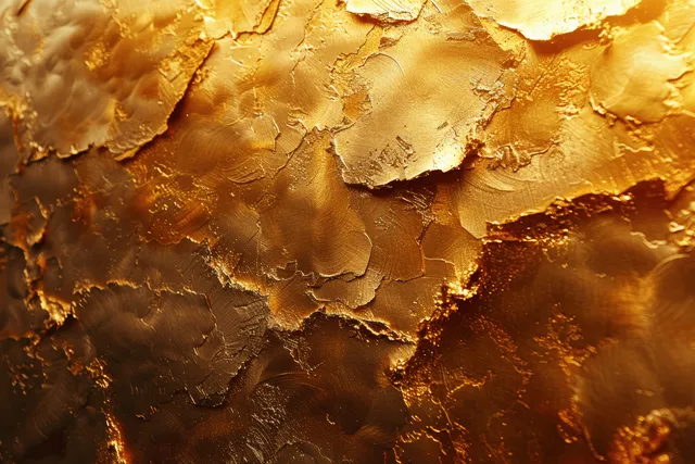 Golden satin-like abstract texture with grainy metallic gradient and embossed highlights