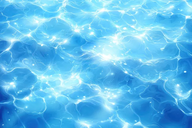 Sunlit clear blue water surface with overlapping ripples and bright sparkling highlights.