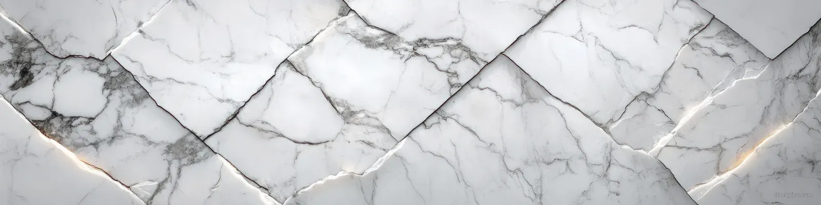 Close-up of a polished white marble wall with flowing grey veins and smooth reflective surface.