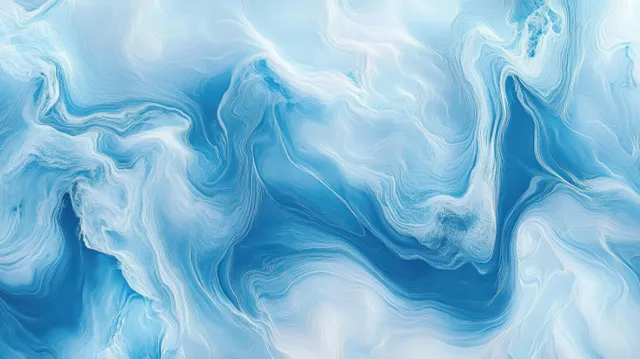 Blue and white swirling fluid smoke patterns with soft waves in a calm abstract background