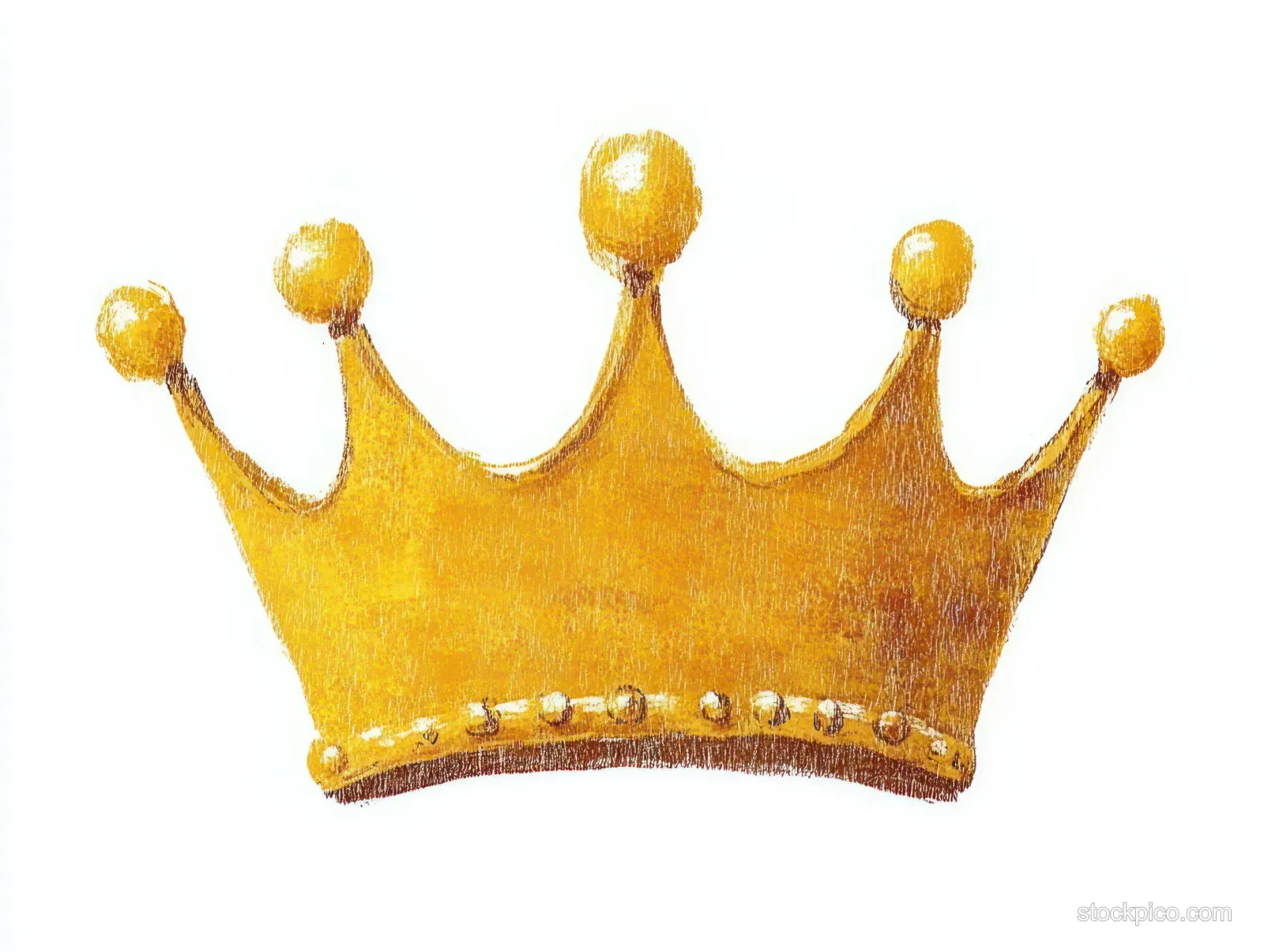 Golden royal crown with rounded tips and decorative studs displayed on a white background.