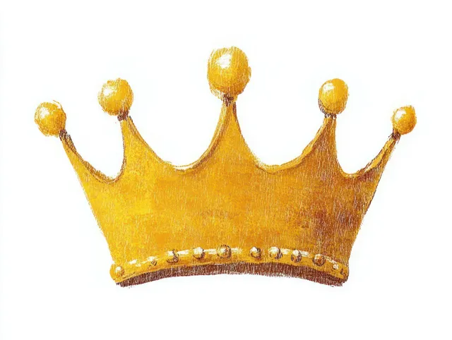 Golden royal crown with rounded tips and decorative studs displayed on a white background.