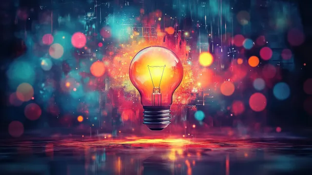 Glowing light bulb over city lights, suggesting marketing innovation and strategic growth ideas