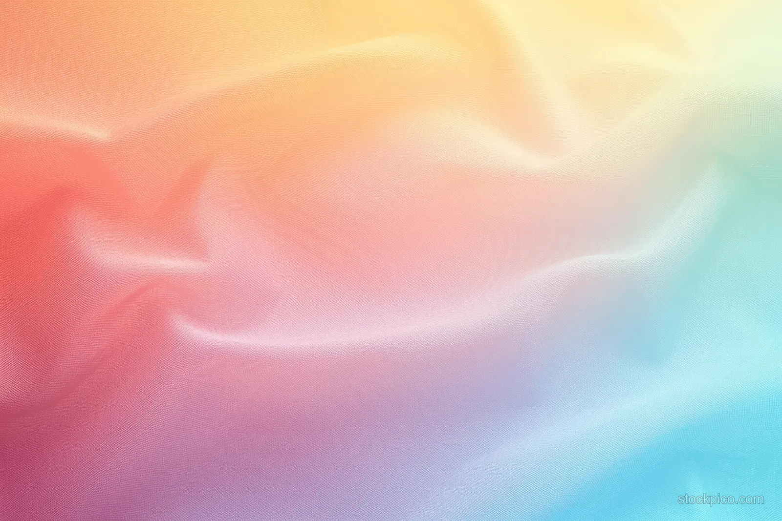 Pastel rainbow gradient background with soft blurred bands and grainy texture.