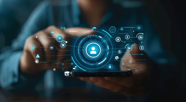 Business Professional Using KYC Identity Verification Interface on Smartphone