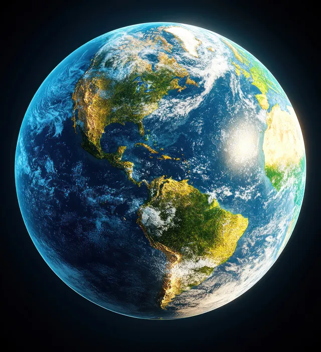Realistic 3D globe showcasing Europe and Africa with vibrant colors, textured surfaces, and atmospheric lighting.