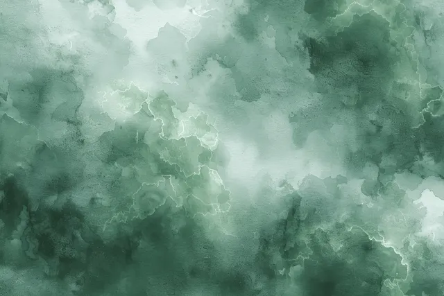 Sage green and gray watercolor clouds spread across a textured abstract background.