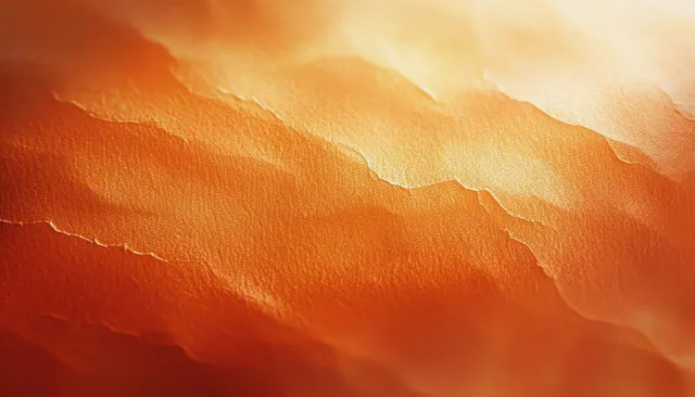 Close-up of orange-red textured surface with warm light and shadow creating layered gradient bands