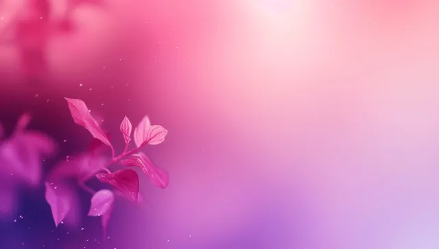 Pink and purple gradient background with soft light bloom and small flower silhouette