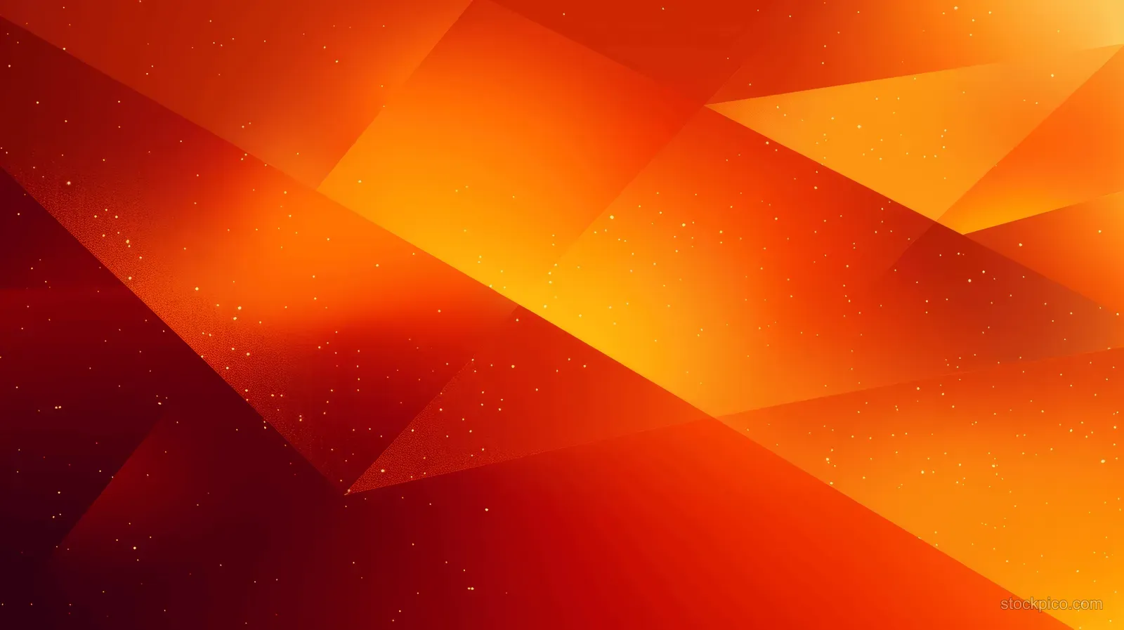 Orange gradient geometric background with glowing triangular and square facets forming a sharp patterned layout.