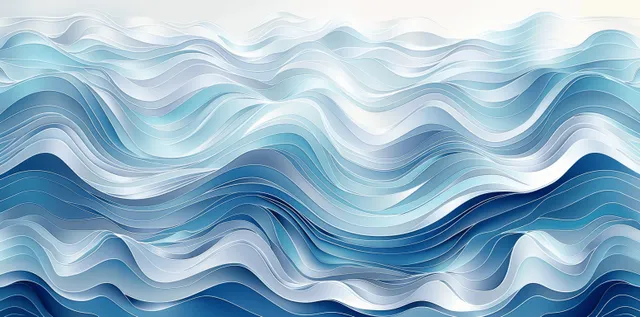 Blue and white watercolor wave swirls flowing across a seamless abstract ocean backdrop