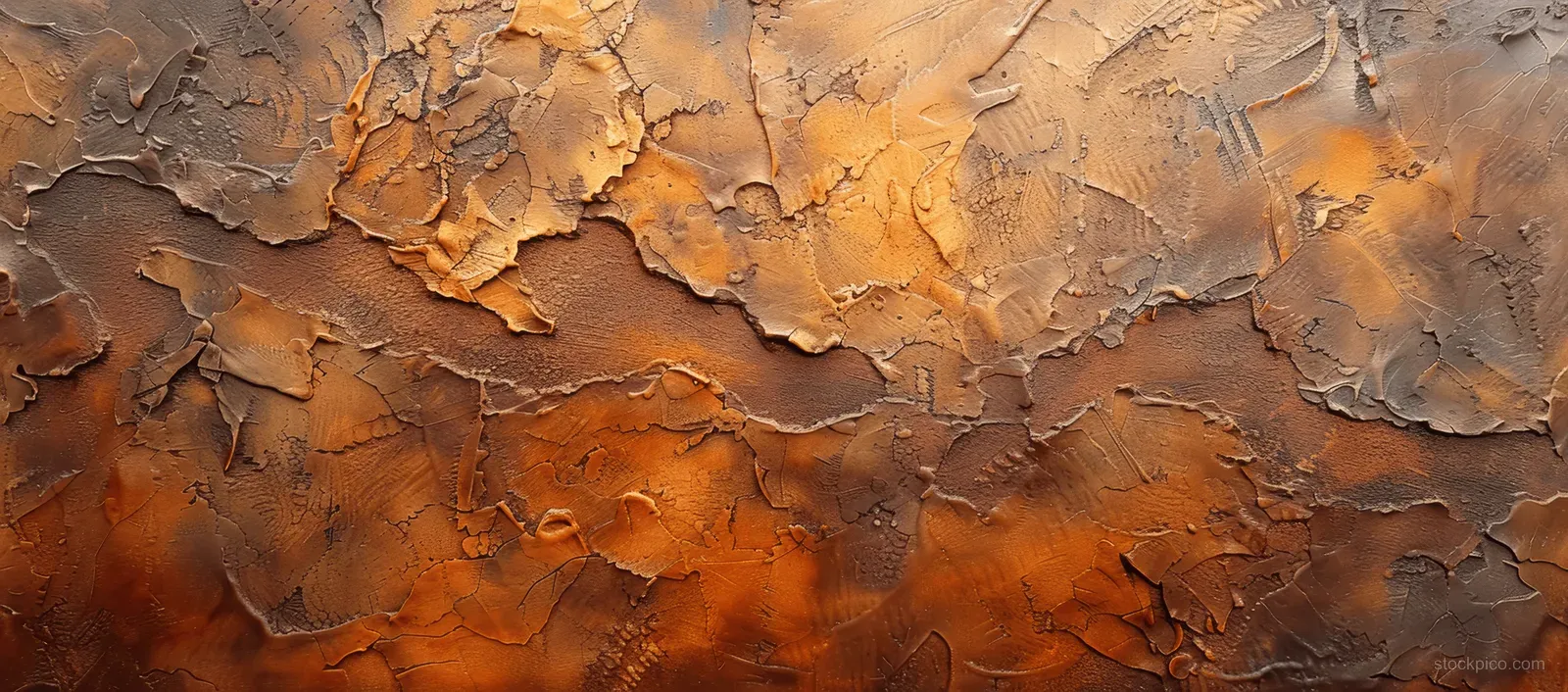 Close-up of an orange-brown weathered stucco wall with cracked concrete texture and peeling paint.