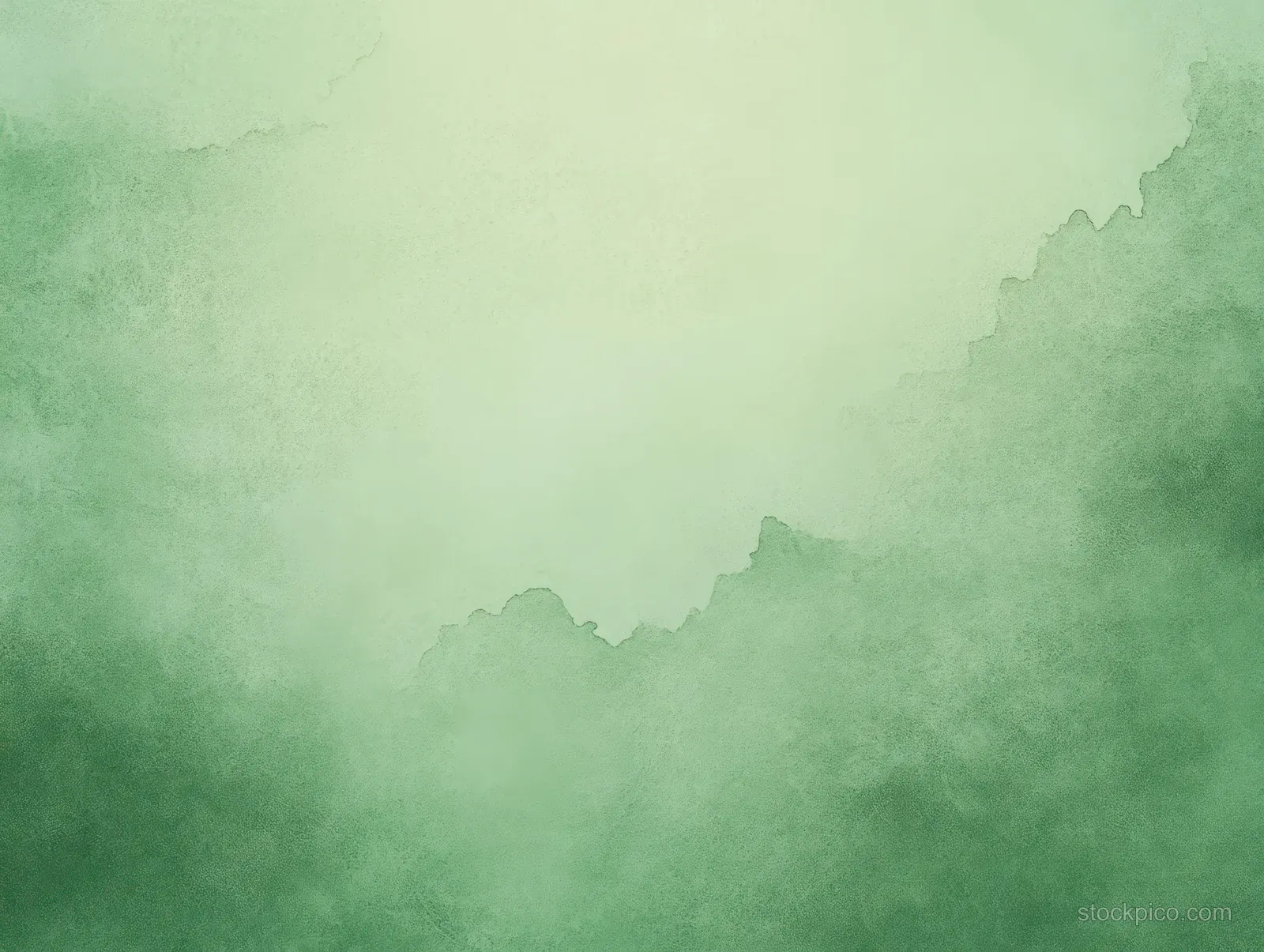 Pastel green watercolor wash background with faded grunge blotches and rough paper texture.