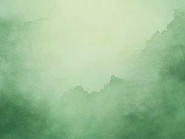 Pastel green watercolor wash background with faded grunge blotches and rough paper texture.