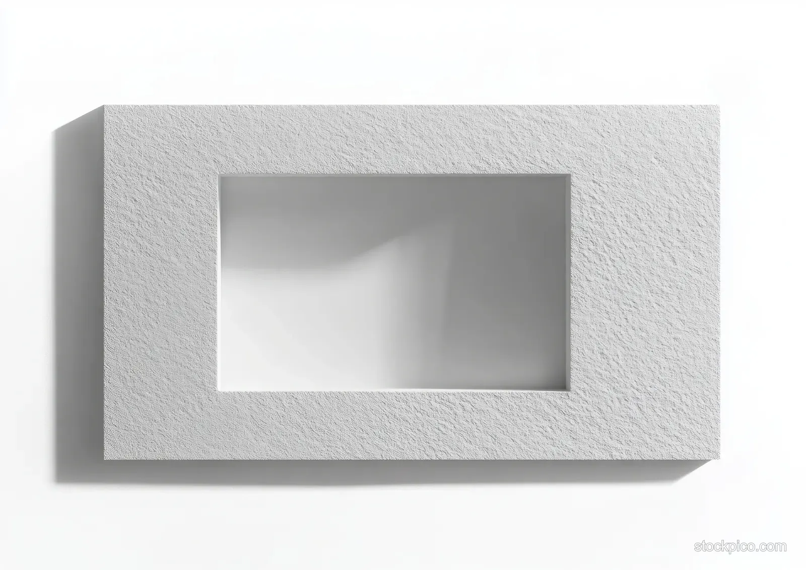 White textured rectangular frame with a recessed inner panel and soft shadow on a white background.