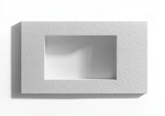 White textured rectangular frame with a recessed inner panel and soft shadow on a white background.