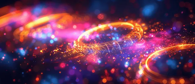 Neon ring abstract background with colorful bokeh lights and motion trails