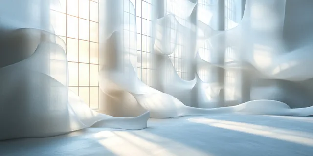 Folded white geometric planes forming squares with soft shadows on a blank background